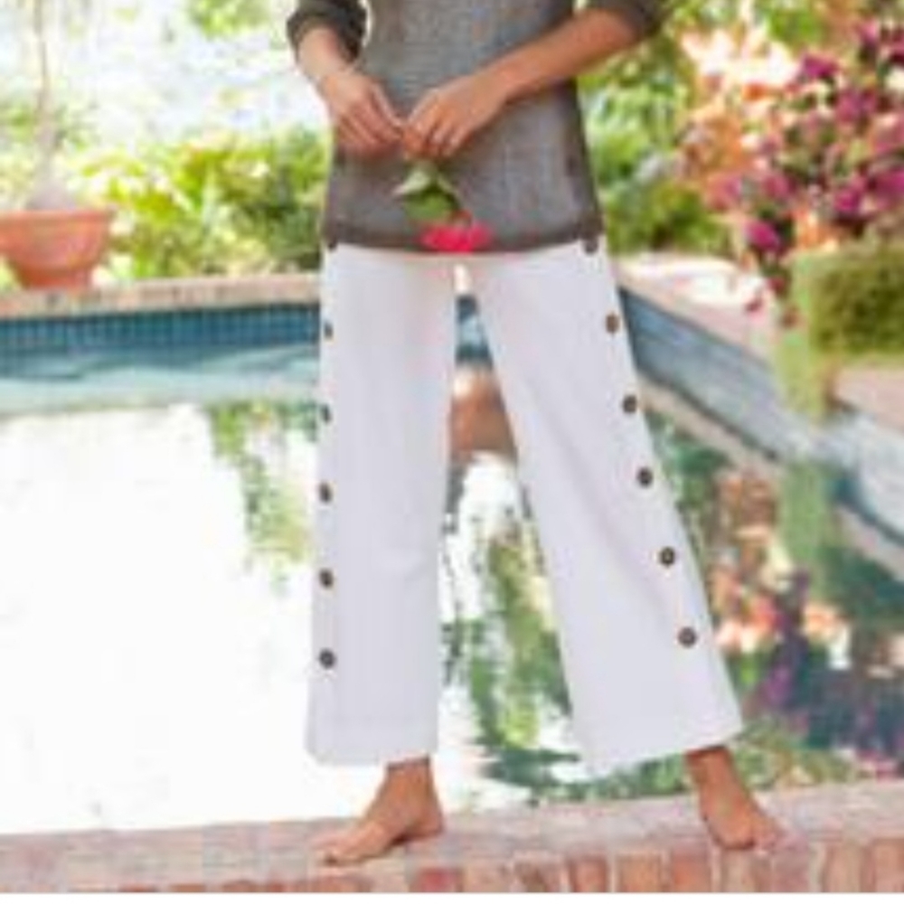 Soft Surroundings White Cotton Pants Size Medium